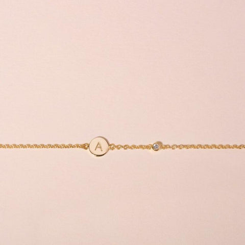 Galore Gepersonaliseerde Armband Circle & Diamond | Gold Petite