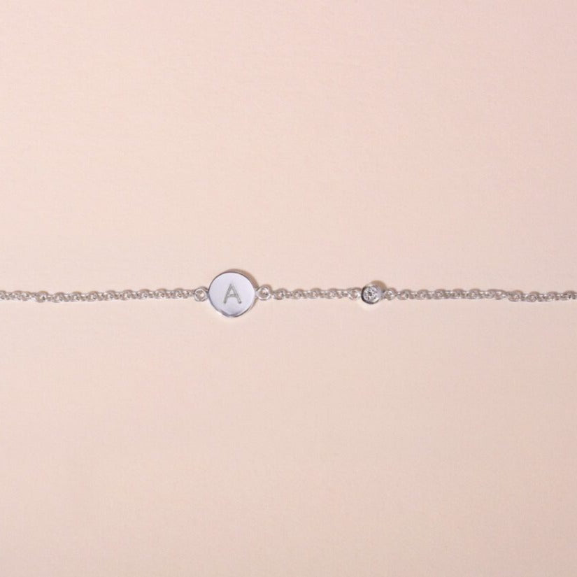Galore Gepersonaliseerde Armband Circle & Diamond | Zilver Baby