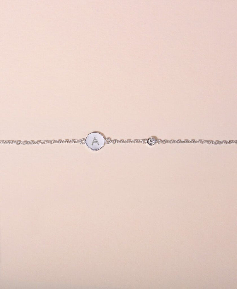 Galore Gepersonaliseerde Armband Circle & Diamond | Zilver Petite