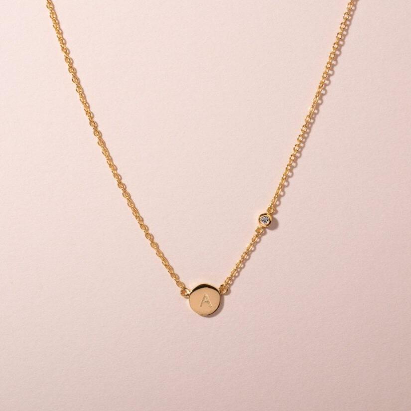 Galore Gepersonaliseerde Ketting Circle & Diamond | Gold Women