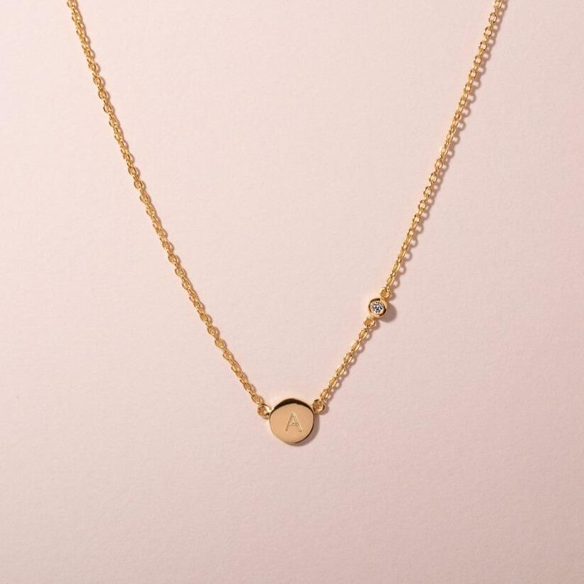 Galore Gepersonaliseerde Ketting Circle & Diamond | Gold Baby