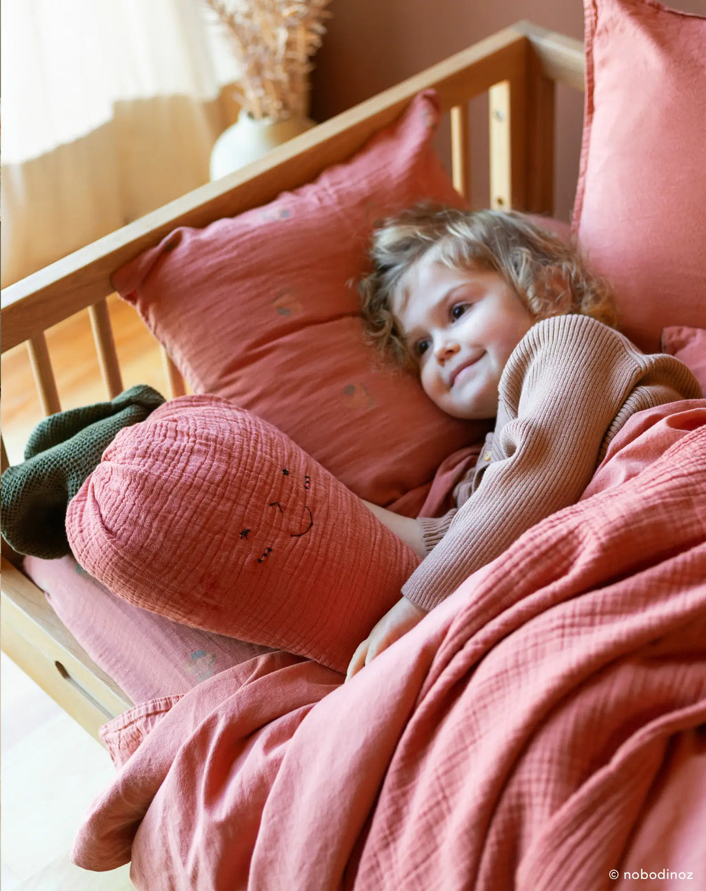 * Nobodinoz Dekentje 100x65cm Wabi-Sabi Muslin Deken | Rosewood