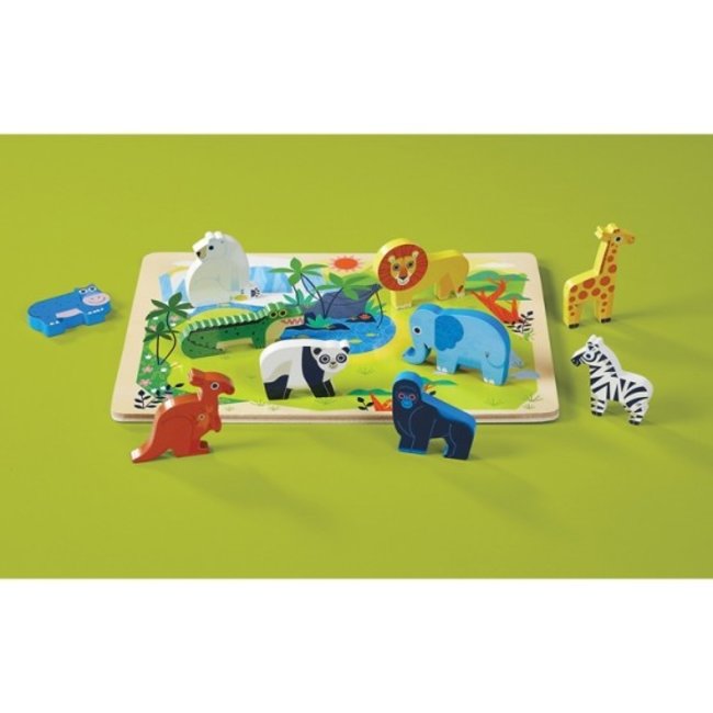 Crocodile Creek Houten Inlegpuzzel 26st + Speelset | Zoo