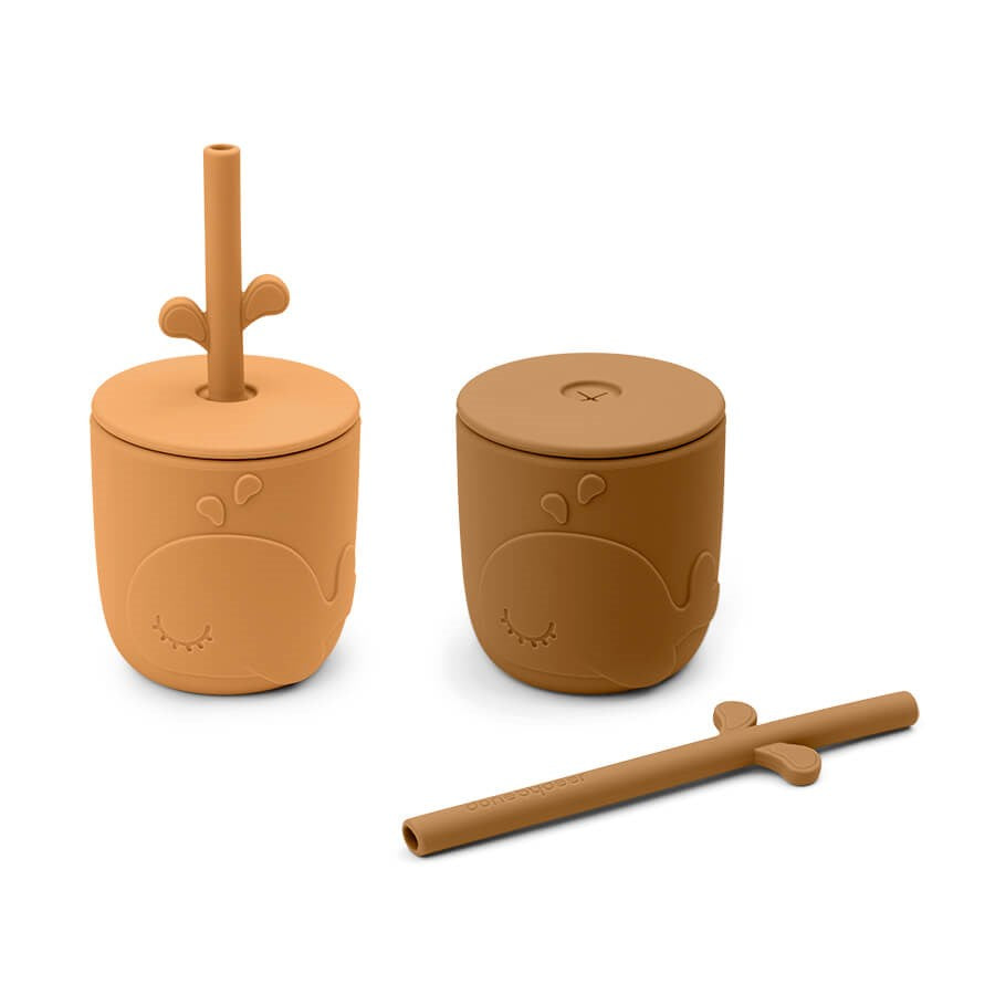 Done By Deer Siliconen Drinkbeker Met Rietje 2-Pack Wally Mustard *