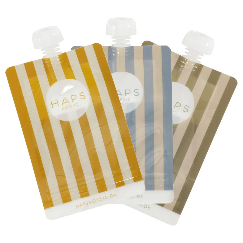 Haps Nordic herbruikbaar smoothie knijpzakje 3pack - Marine Stripe Cold*