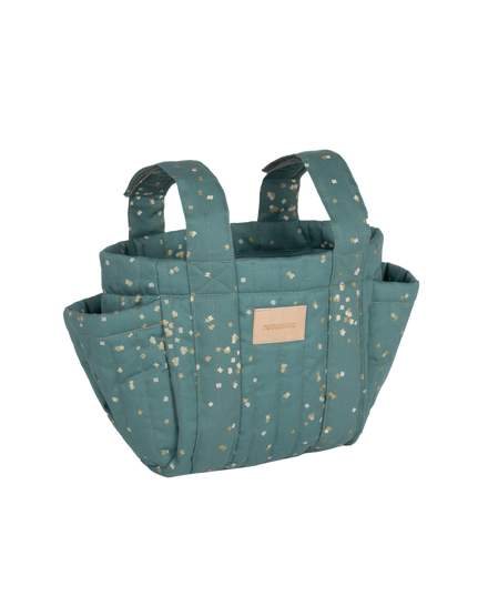 * Nobodinoz Buggy Organizer Stroller Bag | Gold Confetti / Magic Green
