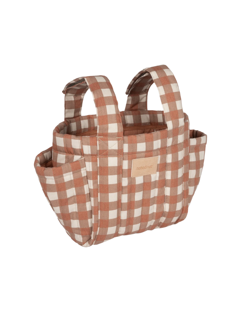 Nobodinoz Buggy Organizer Stroller Bag | Terracotta Checks