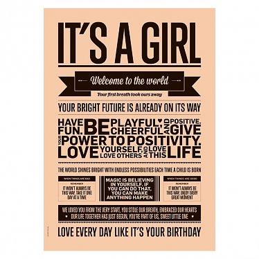 I love my type poster A3 - It's a Girl - Peach *