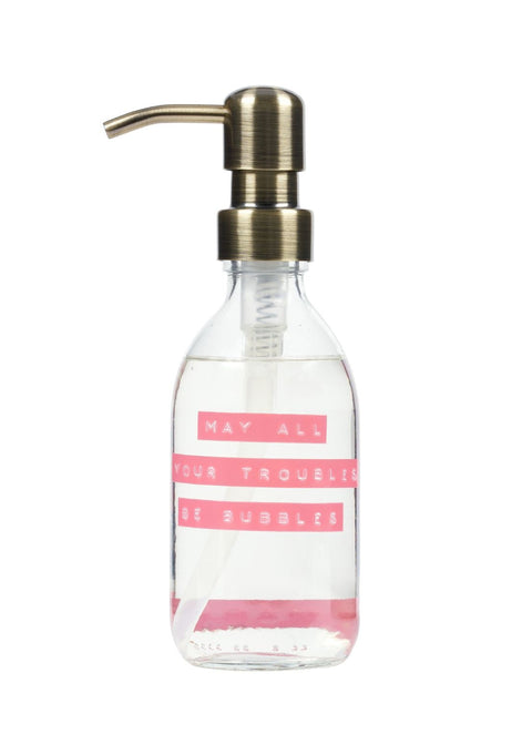 Wellmark Handzeep 500ml Helder glas - Brons / Roze | May all your troubles be bubbles
