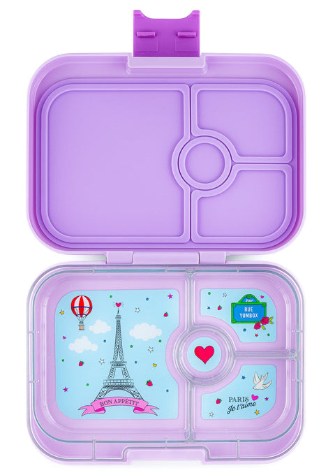 Yumbox Panino 4 vakken Lekvrije Lunchbox | Lulu Purple Paris Je t'Aime