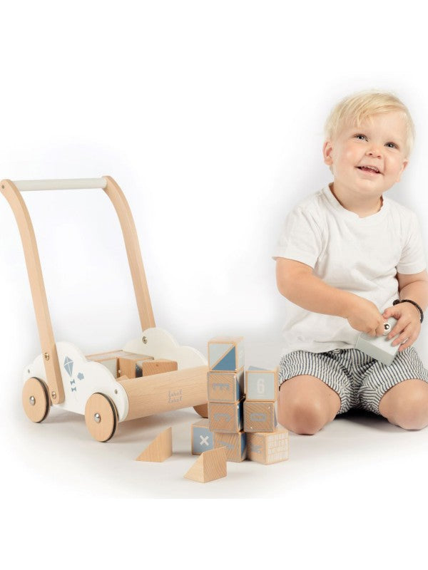 * Label Label Blokkenkar Loopwagen | Blue
