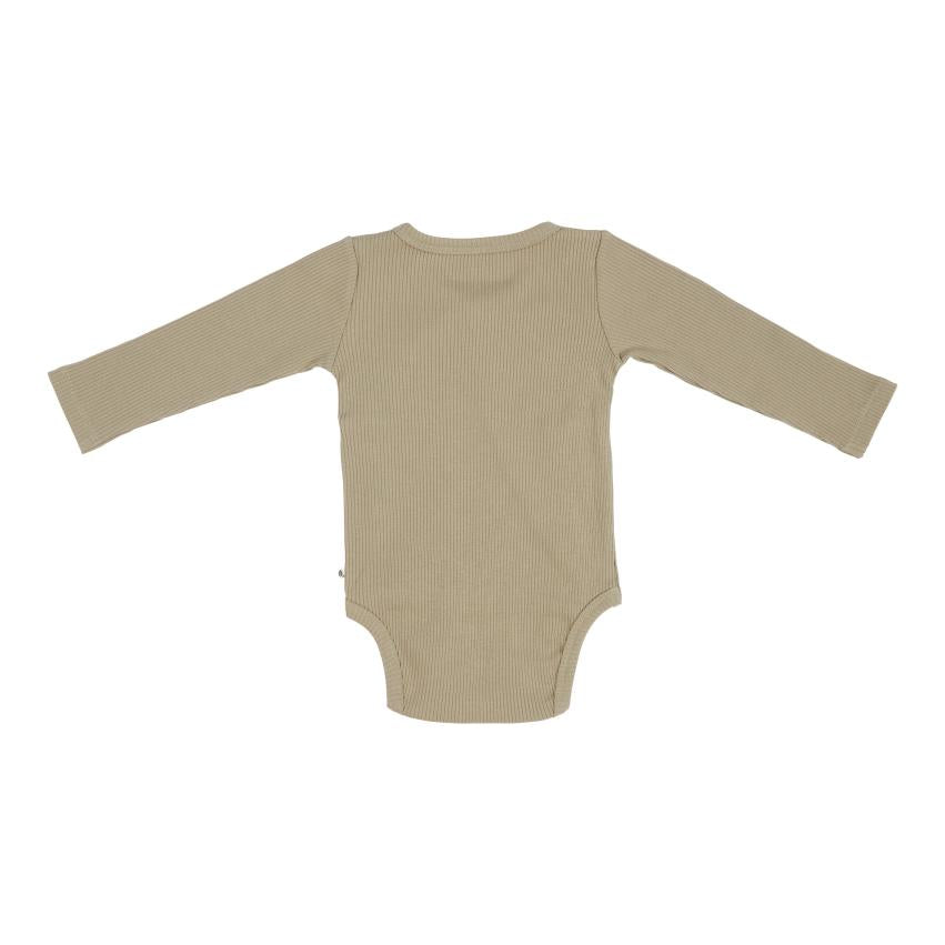 * Little Dutch Romper Overslag Met Lange Mouwen | Rib Olive