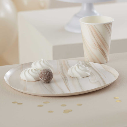 Ginger Ray Set 8 kartonnen bordjes | Natural Marble  *