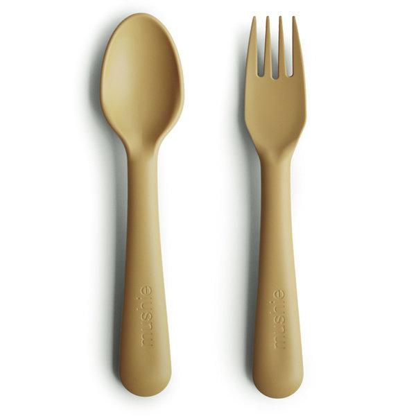 Mushie Bestek Fork Spoon | Mustard