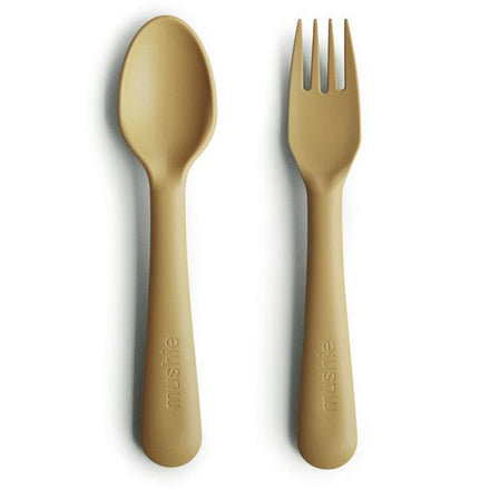 Mushie Bestek Fork Spoon | Mustard