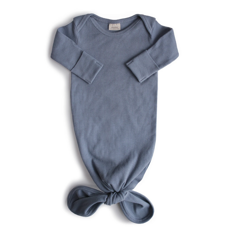 Mushie Baby Gown Ribbed Knotted | Tradewinds