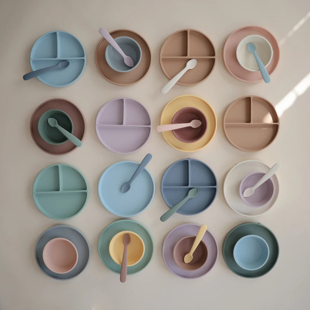 Mushie Silicone Bord Rond Met Zuignap | Cloudy Mauve