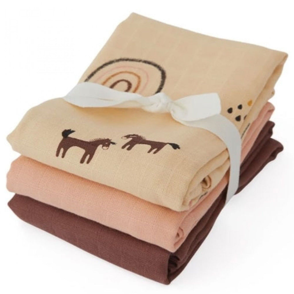 OYOY Living Set 3 Hydrofiele Doeken 70x70cm | Rainbow Rose