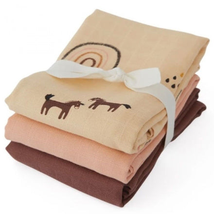 OYOY Living Set 3 Hydrofiele Doeken 70x70cm | Rainbow Rose