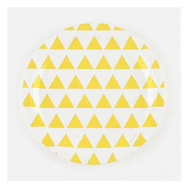 Set 8 kartonnen bordjes yellow triangles - DE GELE FLAMINGO - 1