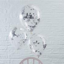 Set 5 ballonnen confetti Silver - DE GELE FLAMINGO - Kids concept store 