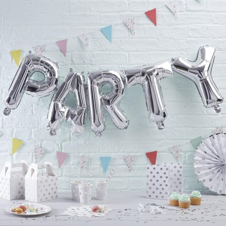 Set 5 ballonnen confetti Stars Silver