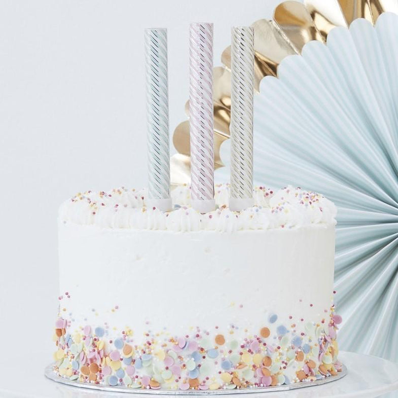 Ginger Ray Cake fountains kaars - Pastel stripes