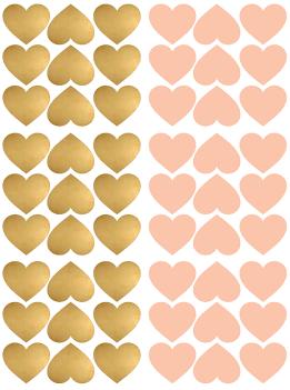 Pöm Le Bonhomme set 72 muurstickers Hearts gold/rosé