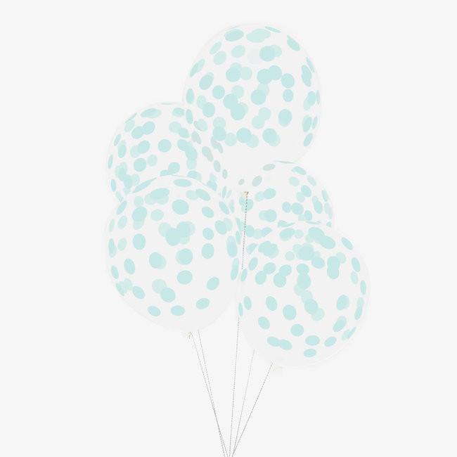 Set 5 ballonnen confetti aqua - DE GELE FLAMINGO - 1
