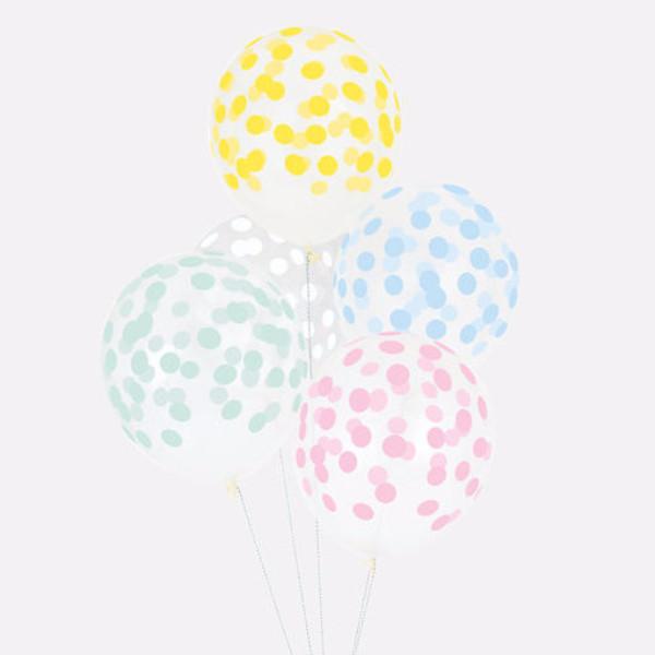 Set 5 ballonnen Confetti Pastel - DE GELE FLAMINGO