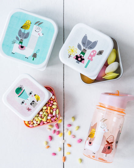 Petit Monkey drinkfles Lama & Friends Blue - DE GELE FLAMINGO - Kids concept store 
