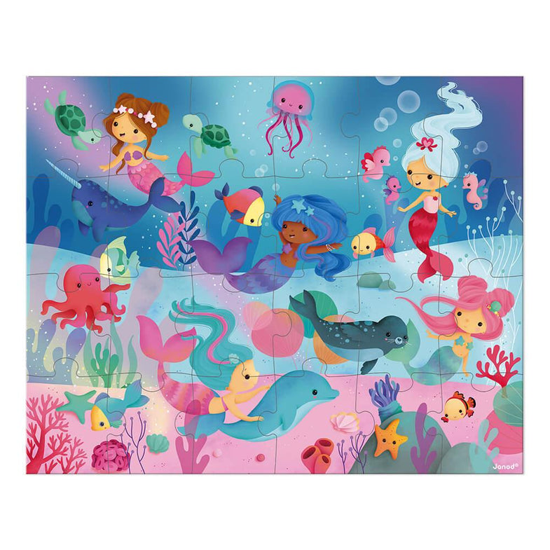 Janod koffertje met puzzel 24 stukken Mermaids