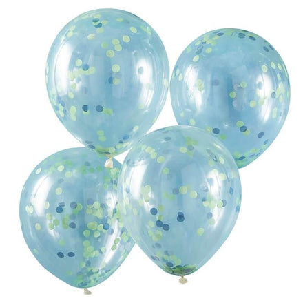 Set 5 ballonnen confetti Green / Blue