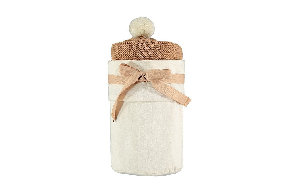 ZZZ Nobodinoz So Natural badcape met pompom knit - Biscuit *