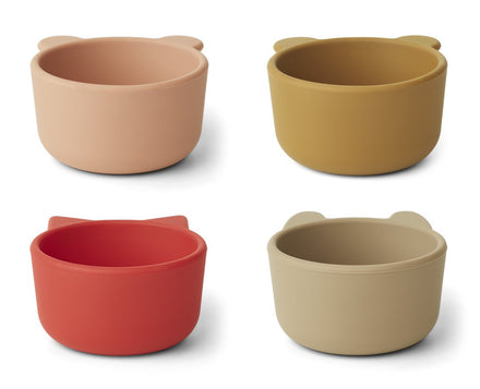 Liewood Malene Silicone Bowls 4pack | Apple Red/ Tuscany Rose Multi Mix