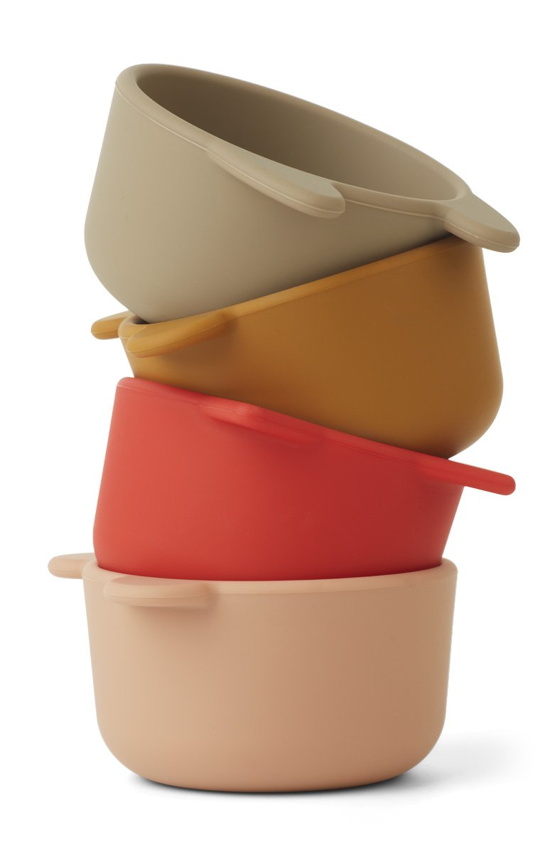 Liewood Malene Silicone Bowls 4pack | Apple Red/ Tuscany Rose Multi Mix