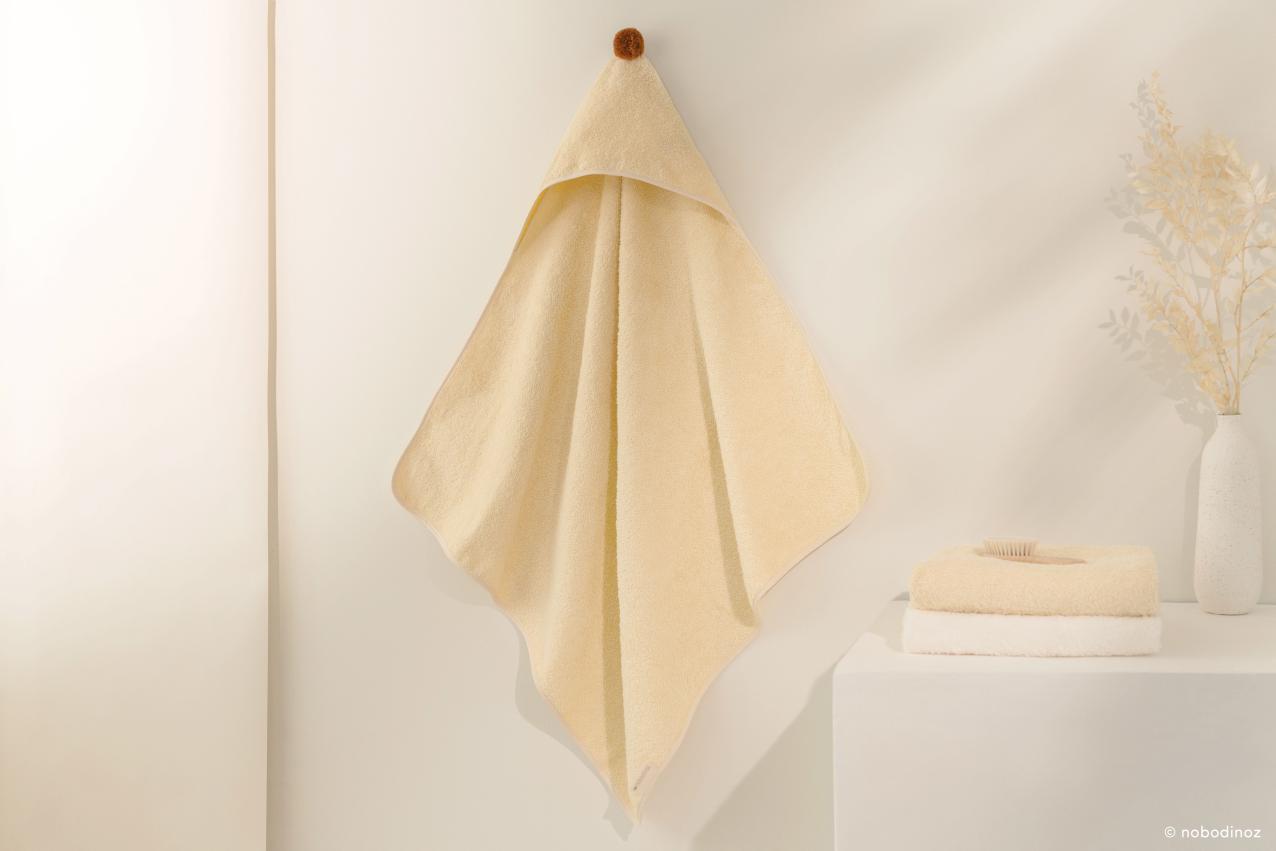 *  Nobodinoz So Cute badcape met pompom organisch katoen - Vanilla